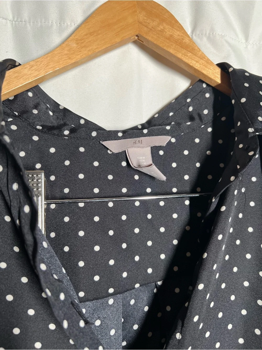 H&M Black Blouse with White Polka Dots - Picture 2 of 4